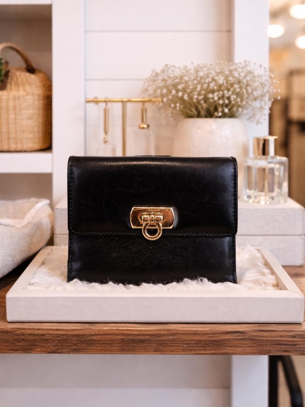 Ferragamo Gancini Flip-Lock Trifold Wallet